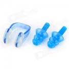 Silicone Swimming Ear Plug And Nose Clip Set-blue